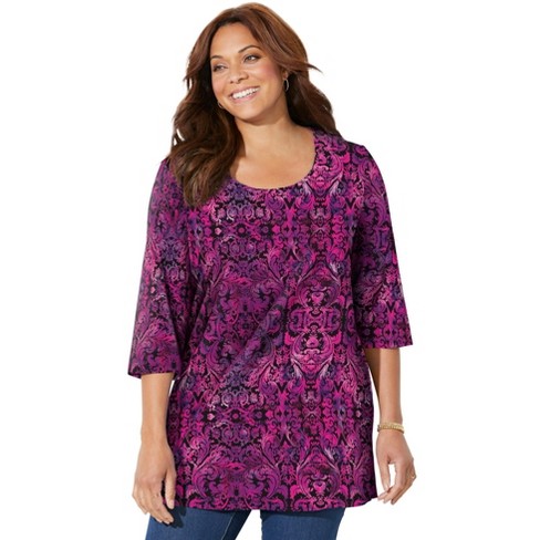 Catherines Women's Plus Size Petite Easy Fit 3/4-Sleeve Scoopneck Tee - image 1 of 4