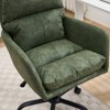 Gulches Green PU Leather Height Adjustable Ergonomic Metal Frame Office Vanity Bedroom Chair Set of 1 - 4 of 4