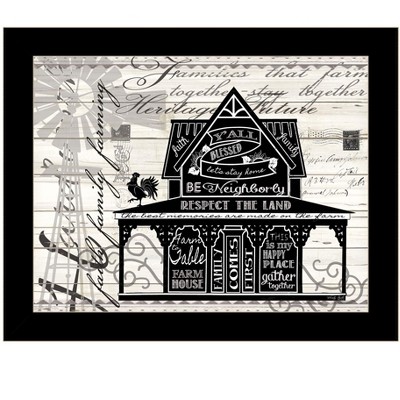 HomeRoots Y'ALL BLESSED FARMHOUSE Black Framed Print Wall Art