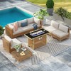 KTMBDW Outdoor Patio Sectional Sofa Couch with 43" Gas Fire Pit Table and Glass Coffee Table for Garden, Poolside, Backyard - 2 of 4