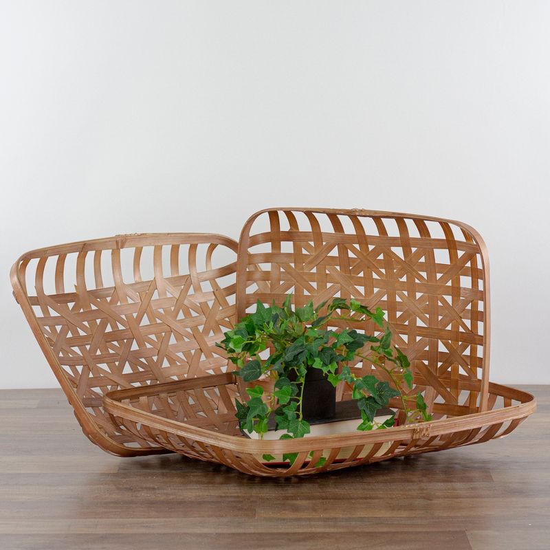 Northlight Set of 3 Brown Rectangular Lattice Tobacco Table Top Baskets, 2 of 6