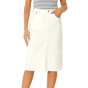 INSPIRE CHIC Women's Casual High Waist Back Slit Short Denim Skirts - 1 of 4