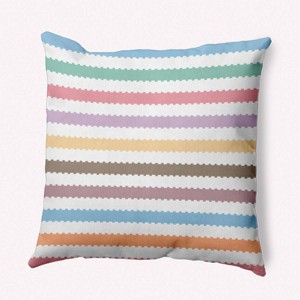 16"x16" Spring Zippy Striped Square Throw Pillow Spring Green - e by design: Reversible, Indoor Accent Pillow, Twill Polyester - 1 of 4