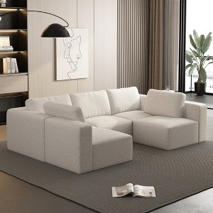 104.32'' Yarn Fleece Modular U-Shaped Sectional Sofas Sleeper Couch with Chaise and Ottoman, Convertible U-Shaped Sofa Set - 1 of 4