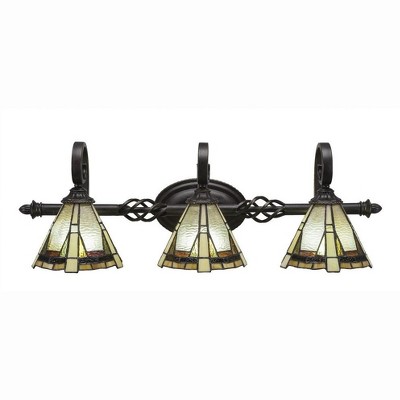 Toltec Lighting Elegante 3 - Light Vanity in  Dark Granite with 7" Zion Art Glass Shade