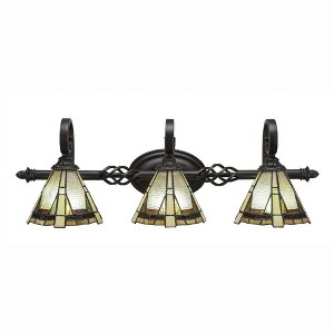 Toltec Lighting Elegante 3 - Light Vanity in  Dark Granite with 7" Zion Art Glass Shade - 1 of 1