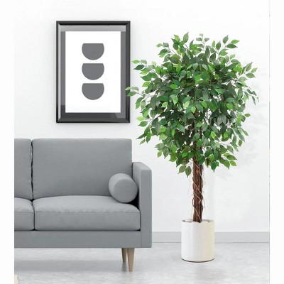 4FT/5FT/6FT Artificial Ficus Tree with Natural Wood Trunk