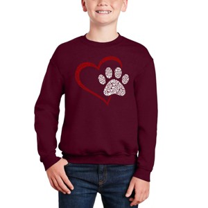 LA Pop Art Paw Heart - Boy's Word Art Crewneck Sweatshirt - 1 of 4