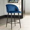 55 Downing Street Nigel Black Bar Stool 26" High Modern Blue Velvet Upholstered Cushion with Backrest Footrest for Kitchen Counter Height Island Home - 2 of 4