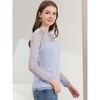 INSPIRE CHIC Women's Elegant Lace Sleeve Scalloped Trim Summer Casual Chiffon Blouse - 4 of 4