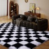 LOVEVOOK 5x7ft Checkered Area Rugs for Living Room, Bedroom, Soft Shaggy Black and White Rugs Kids Room, Non-Slip Fuzzy Carpet Indoor - 3 of 4