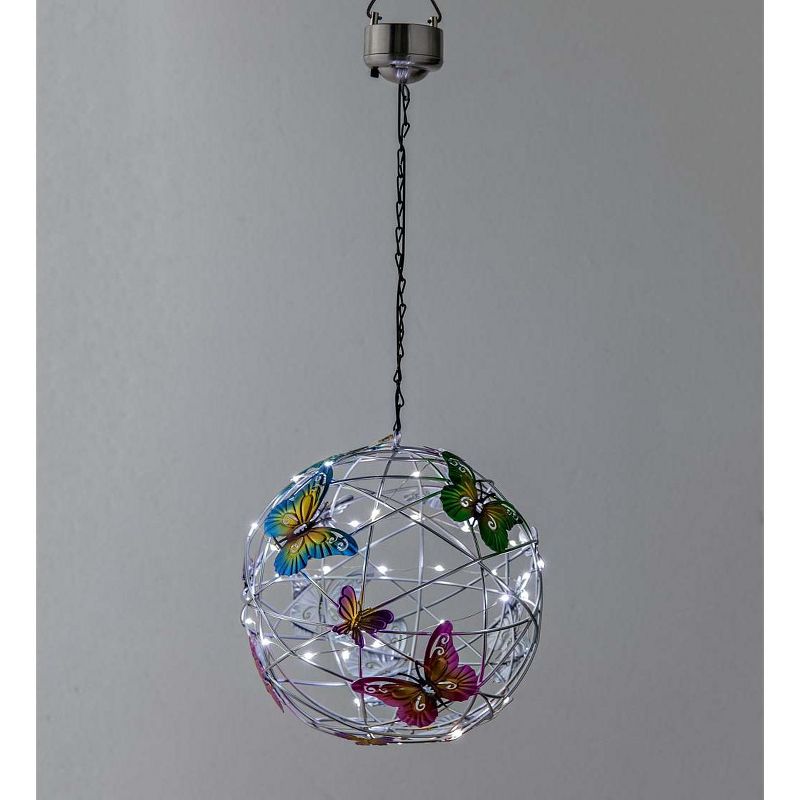 Wind & Weather Solar Lighted Hanging Mesh Orb with Colorful Butterflies, 3 of 4