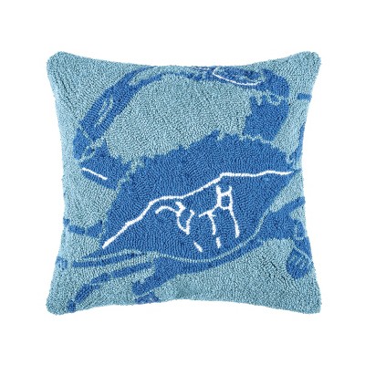 C&F Home 18" x 18" Blue Crab Hooked Throw Pillow