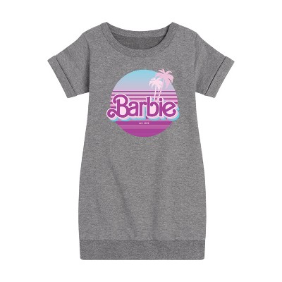 - Barbie - Palm Trees Graphic Short Sleeve Fleece Dress