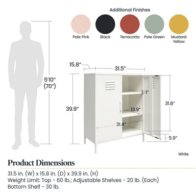 Black Metal Locker Style Storage Cabinet with Adjustable Shelving