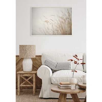 23" x 33" White Framed Marsh Grass Landscape Canvas Print
