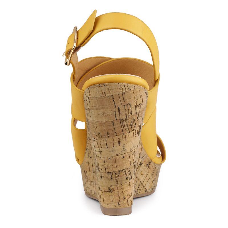 Allegra K Women's Slingback Buckle Ankle Strap Wood Platform Wedge Sandals, 3 of 7