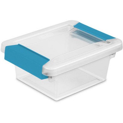 Sterilite Mini Plastic Storage Container with Aquarium Blue Latches (6 Pack)