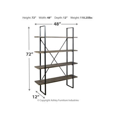 Gilesgrove Industrial Black Wood and Metal 4-Shelf Bookcase