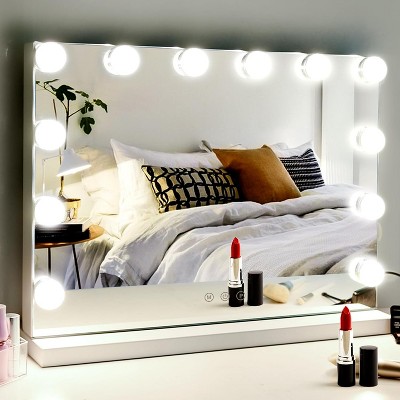 Vanity Mirror with Lights, Dimmable 3-Color LED Hollywood Makeup Mirror for Desk and Wall, Plug-in and USB Charger Included