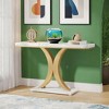 KTMBDW 39.4-Inch Wood Console Table with Geometric Base, 2-Tier Farmhouse Sofa Table Narrow Long, Behind Couch Table with Shelves for Living Room - 3 of 4