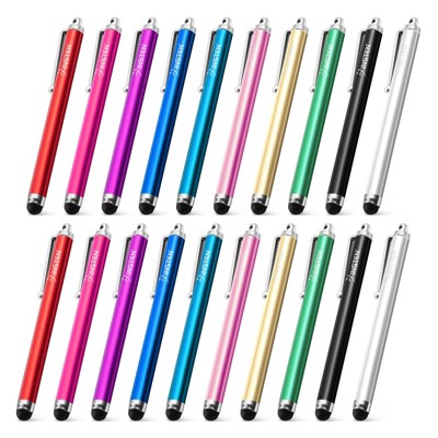 Insten 20 Pack Universal Touchscreen Stylus Pen Compatible with iPad, iPhone, Chromebook, Tablet, Samsung, Touch Screens, Multicolor