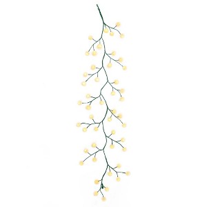 Kurt Adler 6-Foot Green Garland with 48 Warm White LED Lights and White Ball - 1 of 4