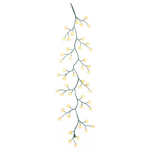 Kurt Adler 6-Foot Green Garland with 48 Warm White LED Lights and White Ball - image 1 of 4