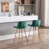 PAGED Set of 2 Bar Stools with Chrome Footrest, Velvet Fabric Counter Stool with Golden Leg, Kitchen Chairs for Home Pub - 4 of 4