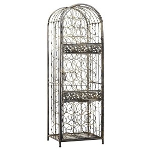 Resenkos Garden Arch Plant Support Trellis,45 Bottle Wrought Iron Wine Rack Jail with Lock - Antique Bronze - 1 of 4