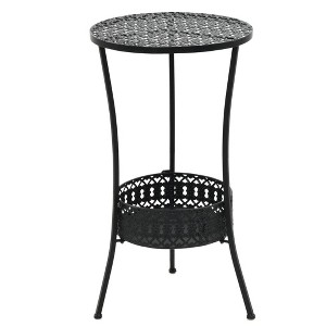 vidaXL Bistro Table Black 15.7"x27.5" Metal - 1 of 4