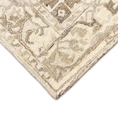 Ivory Hand-Tufted Wool Medallion Rectangular Area Rug