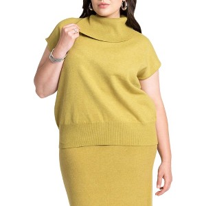 ELOQUII Women's Plus Size Asymmetrical Turtleneck Sweater - 1 of 4