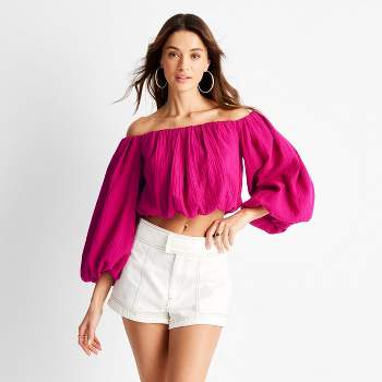 Women's Balloon Off the Shoulder Crop Top - Future Collective™ with Jenny K. Lopez