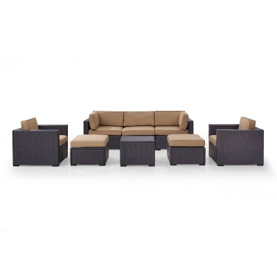 Biscayne 7pc Outdoor Wicker Sectional Set - Mocha - Crosley