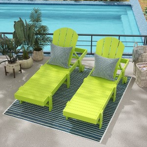 WestinTrends Malibu Adirondack Poly Reclining Chaise Lounge With Wheels (Set of 2pcs) - 1 of 3