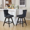 OUTSUPPLY Set of 2 Velvet Swivel Bar Stools, Tufted Counter Height Stools with Wooden Legs & Chrome Accents - 4 of 4