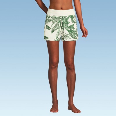 Lands' End Women's 3" Quick Dry Elastic Waist Board Shorts Swim Cover-up Shorts with Panty