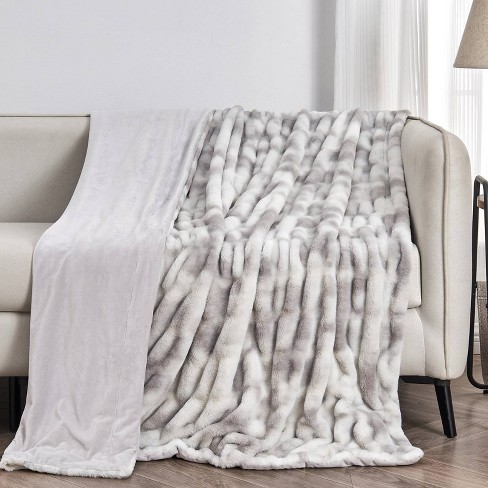 White and gray throw blanket sale