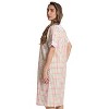 Dreamcrest Womens Short Sleeve Duster, Seersucker Plaid Housecoat/Women Sleepwear Zip Front Nightgown - 2 of 3