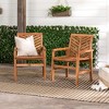 2pk Slatted Chevron Acacia Wood Patio Chairs - Saracina Home - 2 of 4