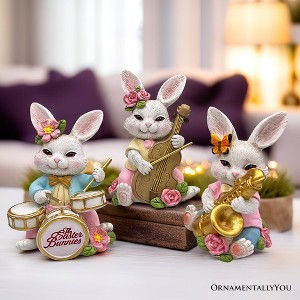 Easter Bunny Band Trio Set of Three Figurines, 3.5" Rabbit Statue| OrnamentallyYou - 1 of 4