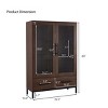 60'' Tall Glass Display Cabinet with LED Lighting,2 Drawers & Adjustable Shelves,Modern Curio Pantry for Living Room Kitchen-Baofuwish - 4 of 4