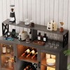 Bar Cabinet with Power Outlets, Liquor Cabinet with Led Lights and Glass Holder, Storage - 2 of 4