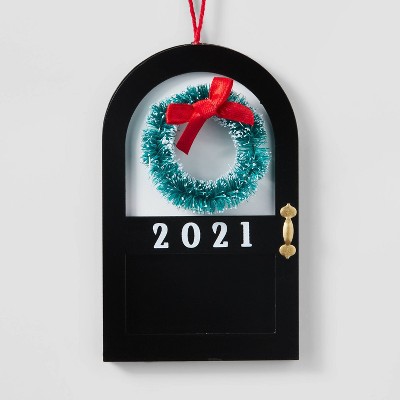 Round Wood 2021 Door Christmas Tree Ornament Black - Wondershop™