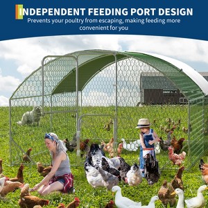 Metal Chicken Coop, Large Chicken Run with Double Door and Upgrade Tri-Supporting,  Chicken Runs for Yard with Cover, Outdoor Poultry Pen - 1 of 4