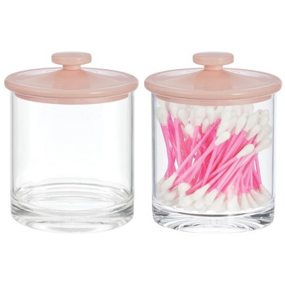 4ct mDesign Small Round Acrylic Apothecary Canister Jars 4 Pack Clear/Light Pink