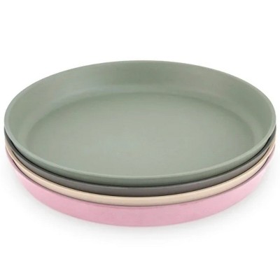 LunaLulinlk Kid-Sized Bamboo Plates, 4 Pack, Without Lids