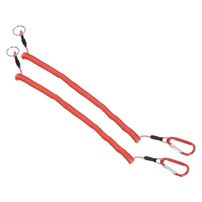 Unique Bargains Fishing Retractable Elastic Heavy Tools Lanyard Safety Cord Spiral Lanyard 2 Pcs