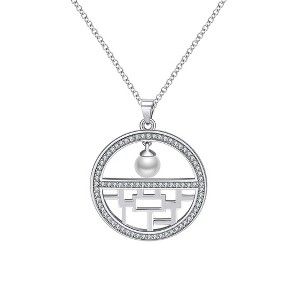 Flower Window Pattern Pendant Necklace for Women Cz Simulated Pearl Ginger Lyne Collection - 1 of 4